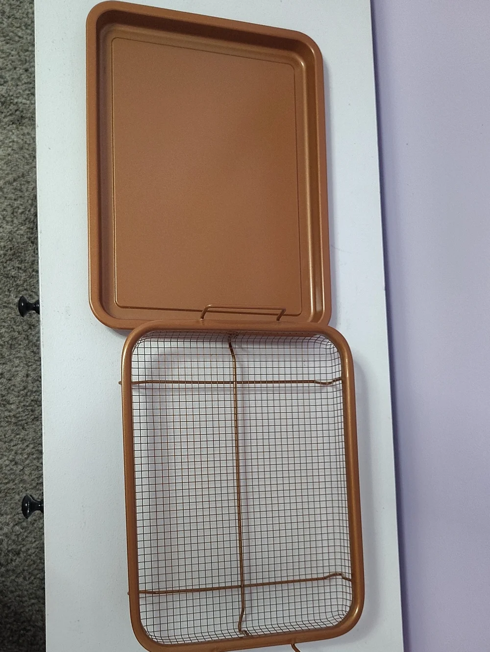 Copper Air Fryer Crisping Basket & Tray Set